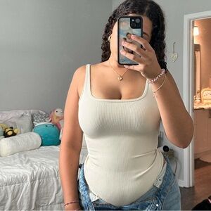 Women's Cream Ribbed Tank Top